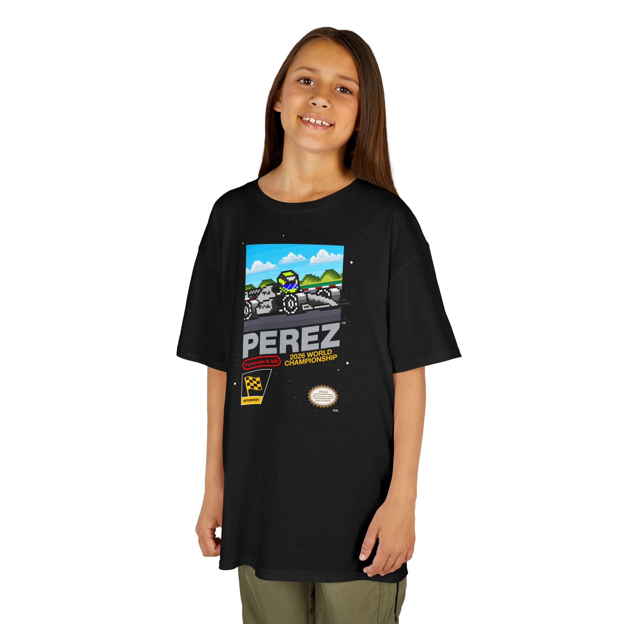 Perez 8-bit Game Kids Heavyweight 100% Cotton T-shirt