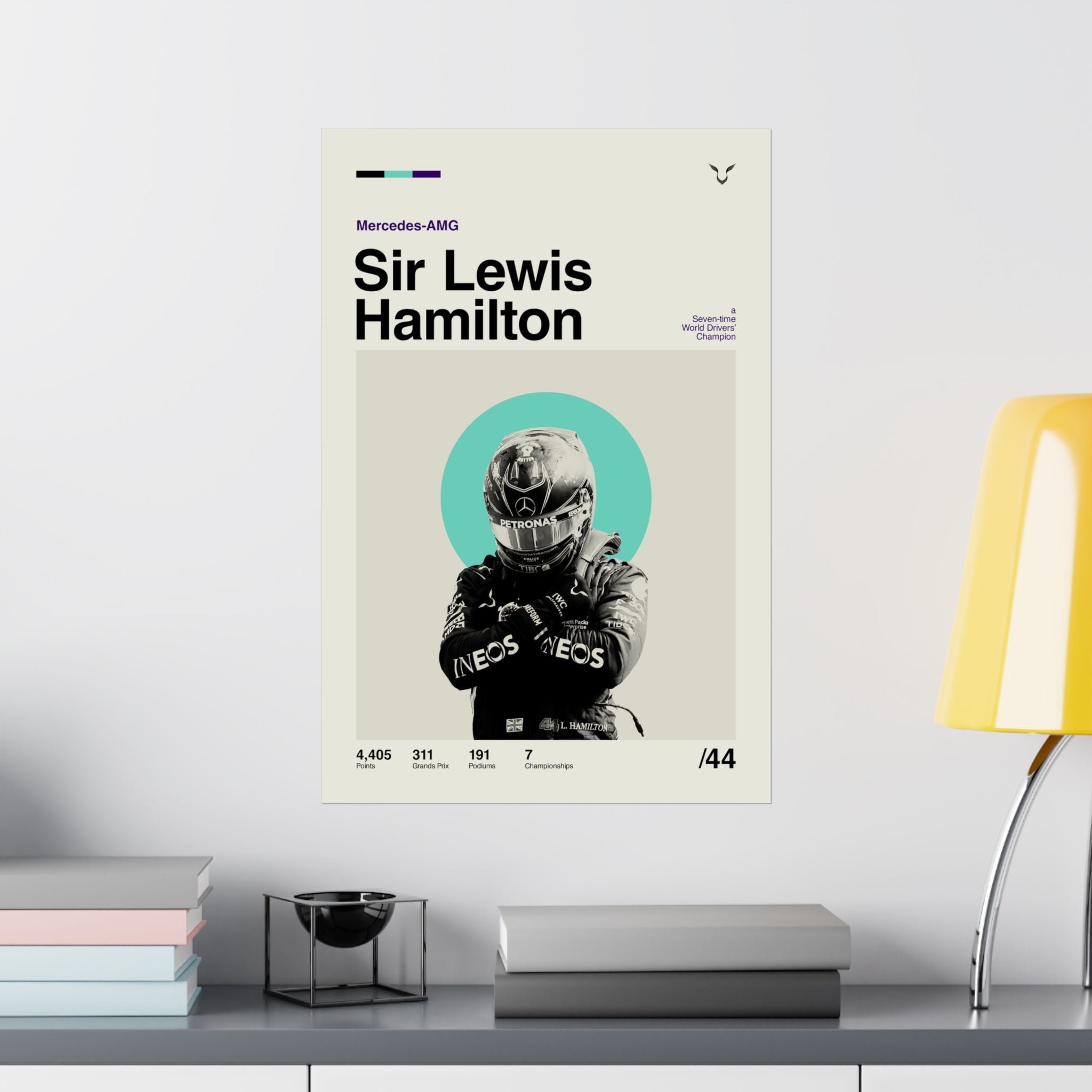Sir Lewis Hamilton Mid-century Poster
